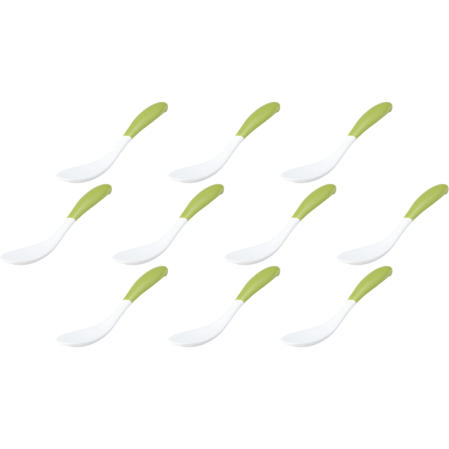 10個セット DC強化スプーン 強化ヨーグルトスプーン 緑 [13.3×2.8cm・2cc] | 強化スプーン スイーツスプーン 強化磁器 グリーン レストラン