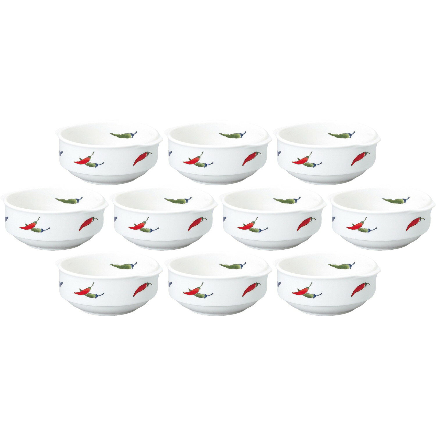 10個セット DC唐辛子 12cmスープカップ [11.7×13.5×5.4cm・400cc] | 洋食器 スープ皿 お椀 唐辛子柄 耐熱 1