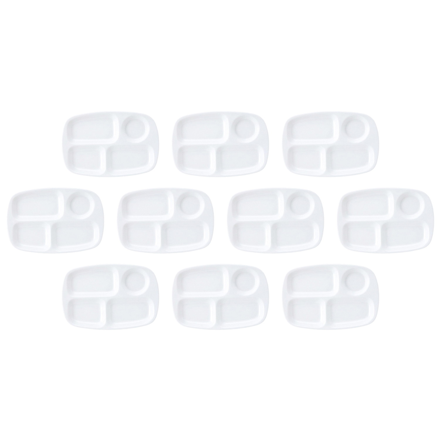 10個セット DC軽量強化 29cm仕切皿 [29×19.6×2.4cm] | ワンプレートディッシュ 白 ドリンクホルダー付..