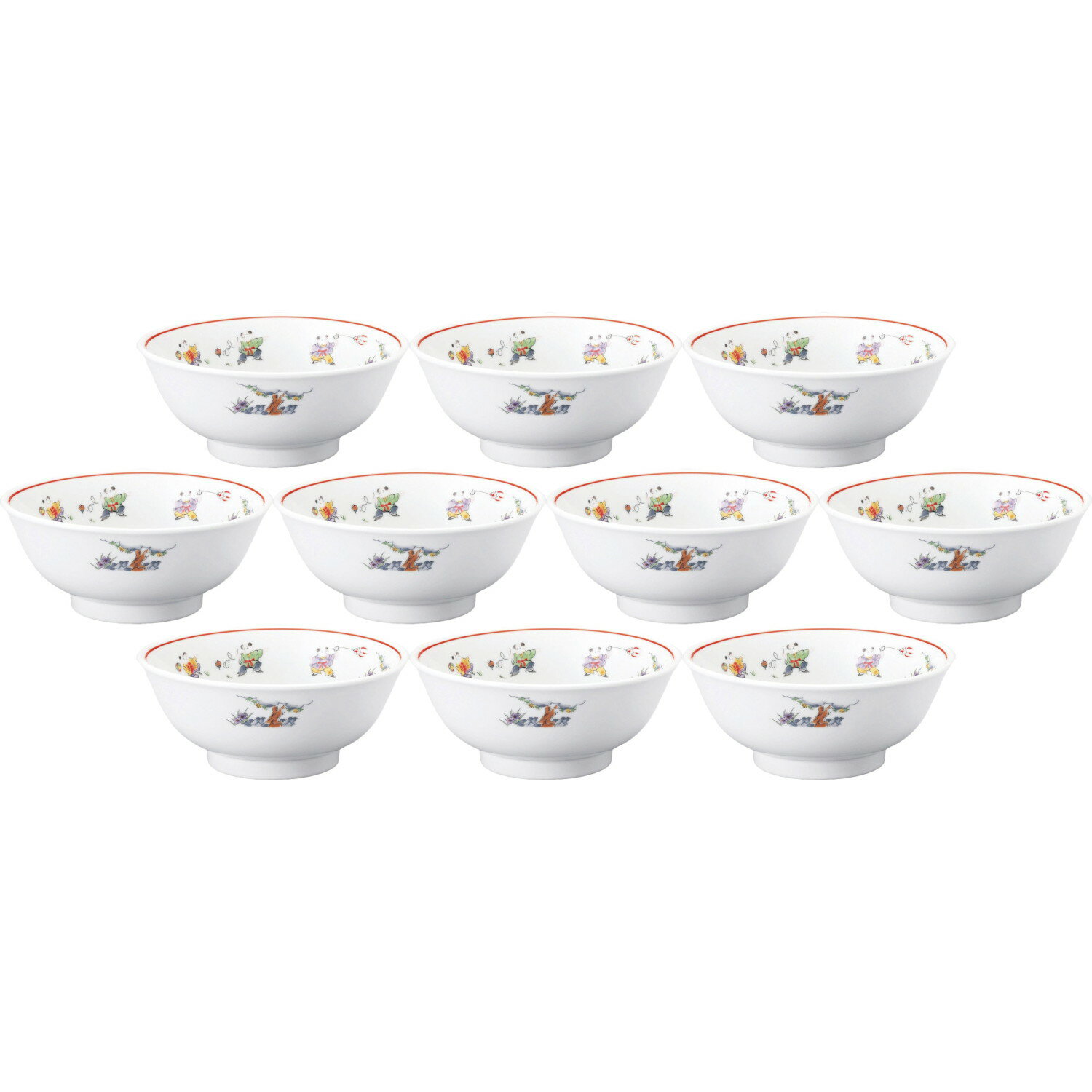 10個セット 色絵唐子 反高台21cm丼 [20.3×8.4cm・1,250cc] | 中華食器 麺丼 反高台丼 色絵唐子 飲食店