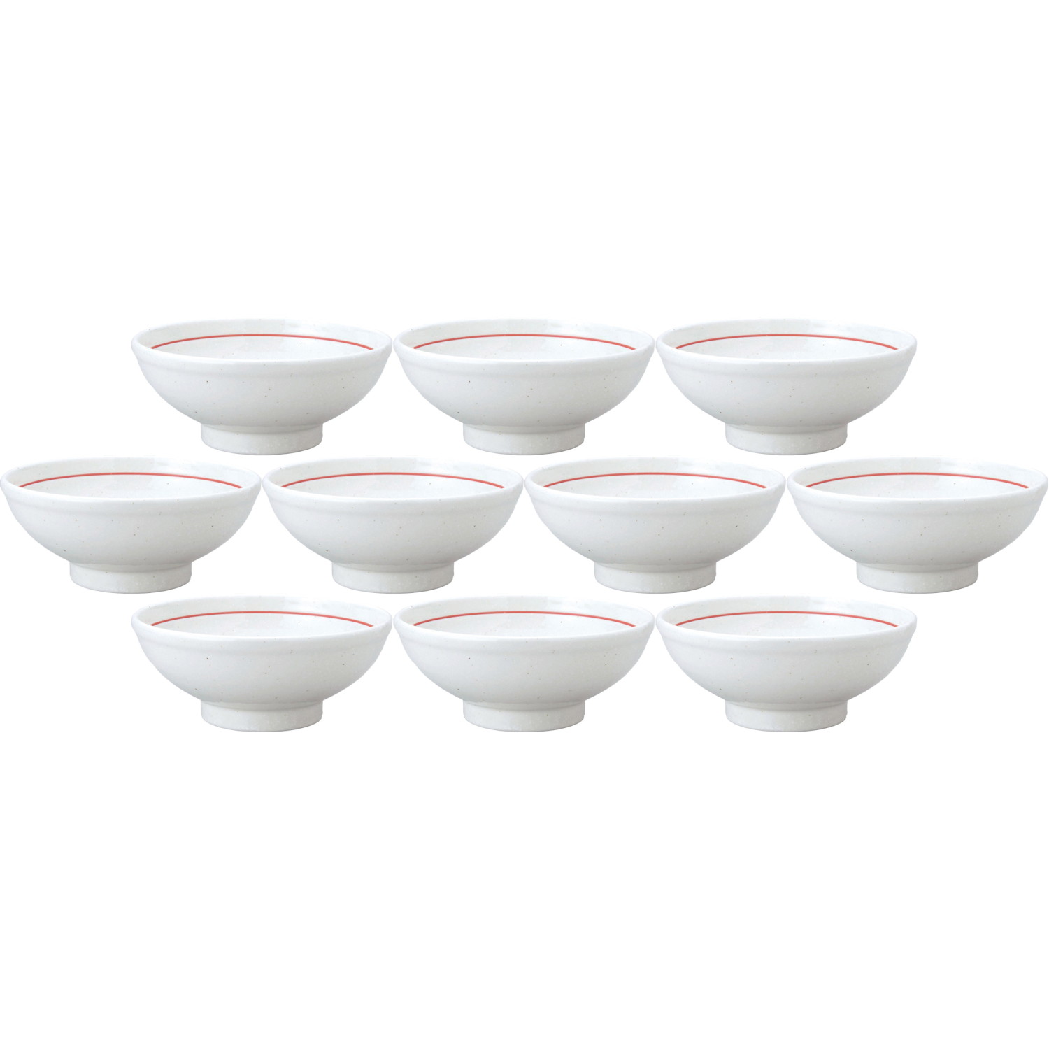 10個セット 白鳳粉引赤ライン 玉渕21cm丼 [20.6×8.4cm・1,400cc] | 中華食器 玉渕丼 ラーメンどんぶり 粉引 赤ライン