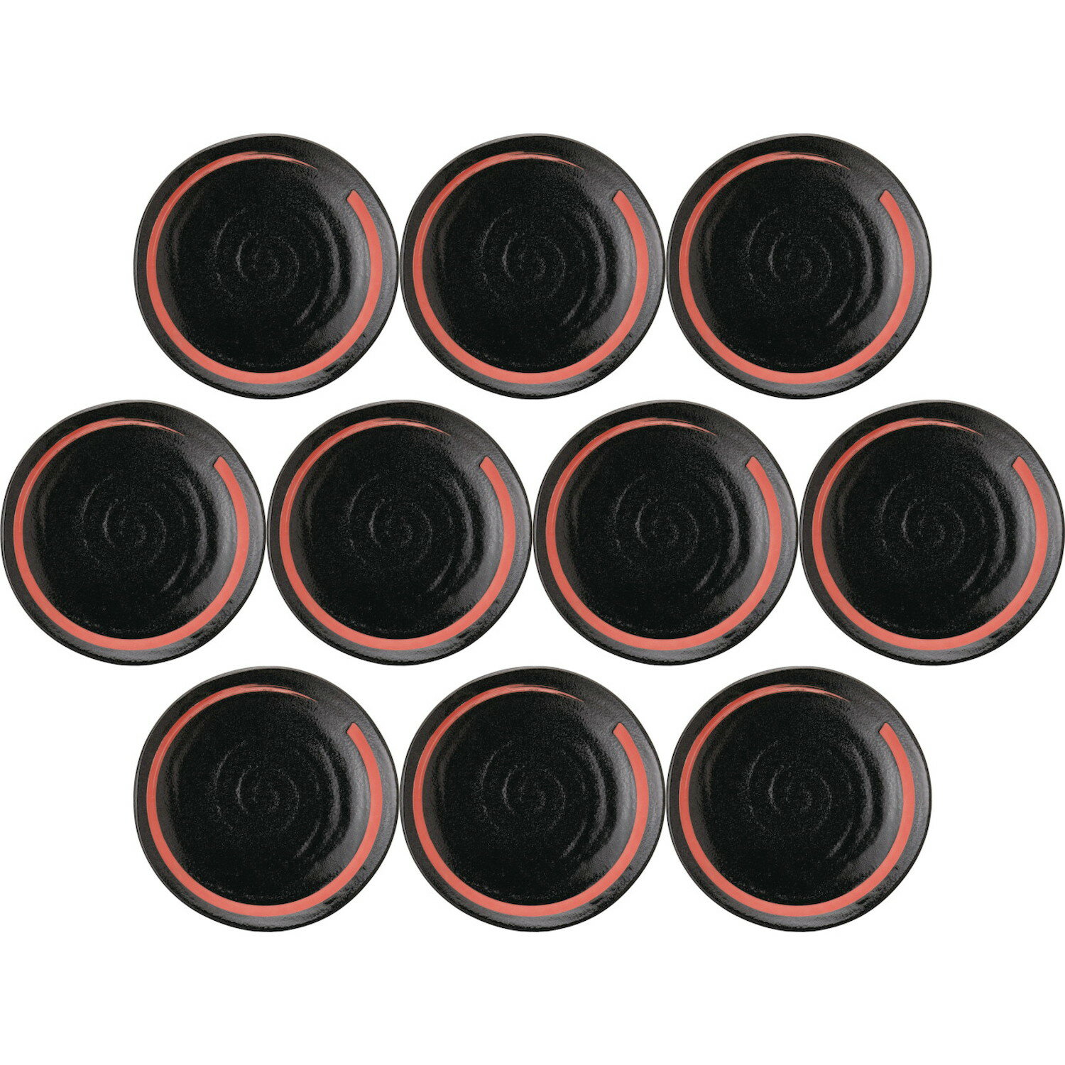 10個セット 鳴門黒耀 28cm皿 赤刷毛目 [27.7×3.3cm] | 和食器 大皿 メインプレート 黒曜 鳴門