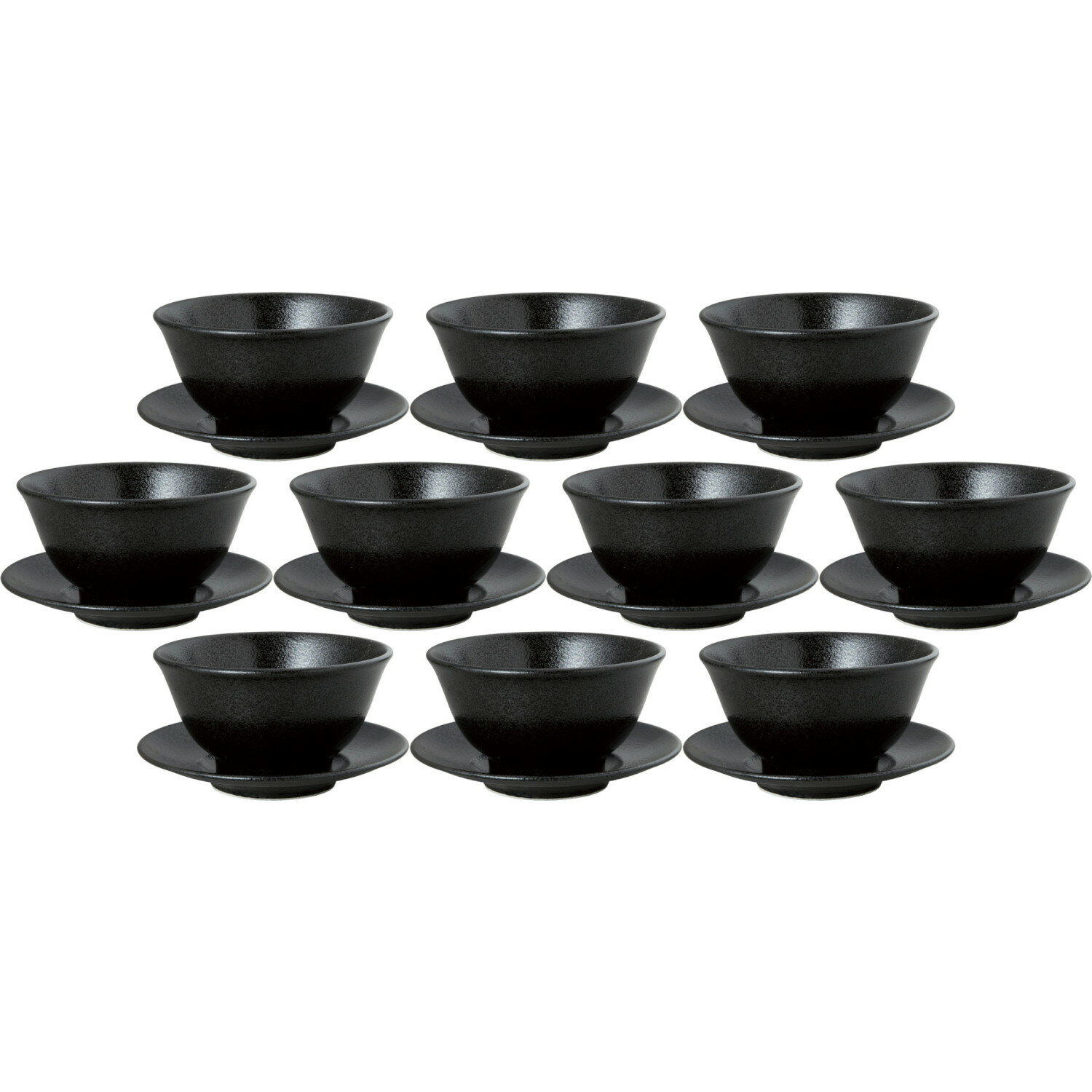 10個セット 和風中華 反19cm深丼 黒耀 [18.8×9.8cm・1,350cc] | 中華食器 反り丼 深どんぶり ブラック シンプル