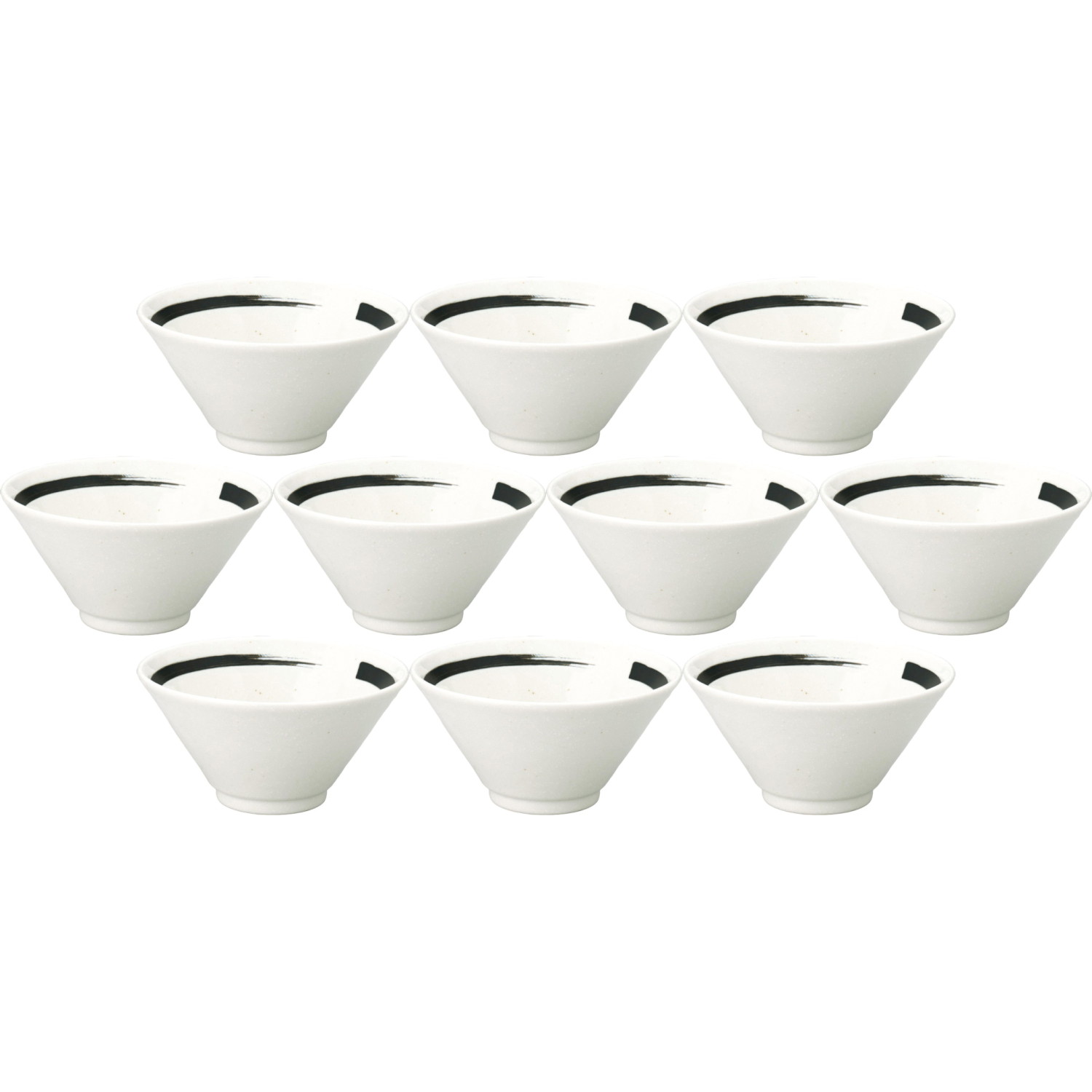 10個セット 和風中華 切立18cm深丼 粉引 黒刷毛目 [18×9.2cm・990cc] | 中華食器 切立丼 黒ライン 刷毛目 業務用