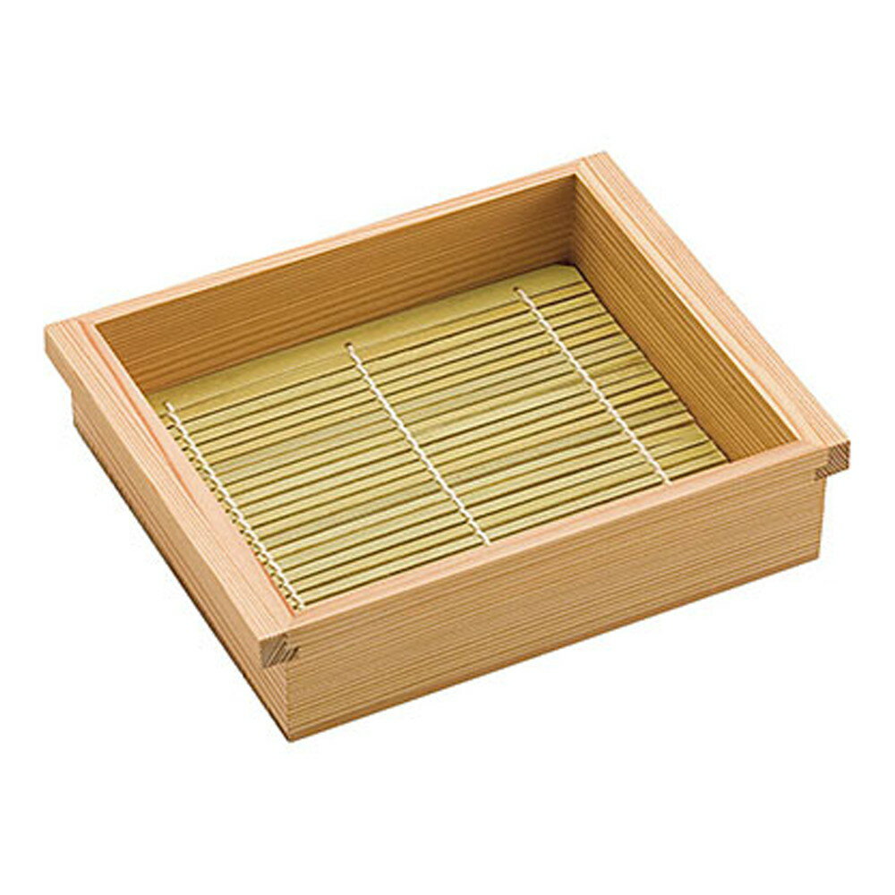 杉・おはこ長角盛箱 (竹ス付) 小 [ 約17 x 13.7 x H4cm ] 【 そば器 】 | 飲食店 和食 うどん屋 蕎麦屋 麺 手打ち 厨房 業務用