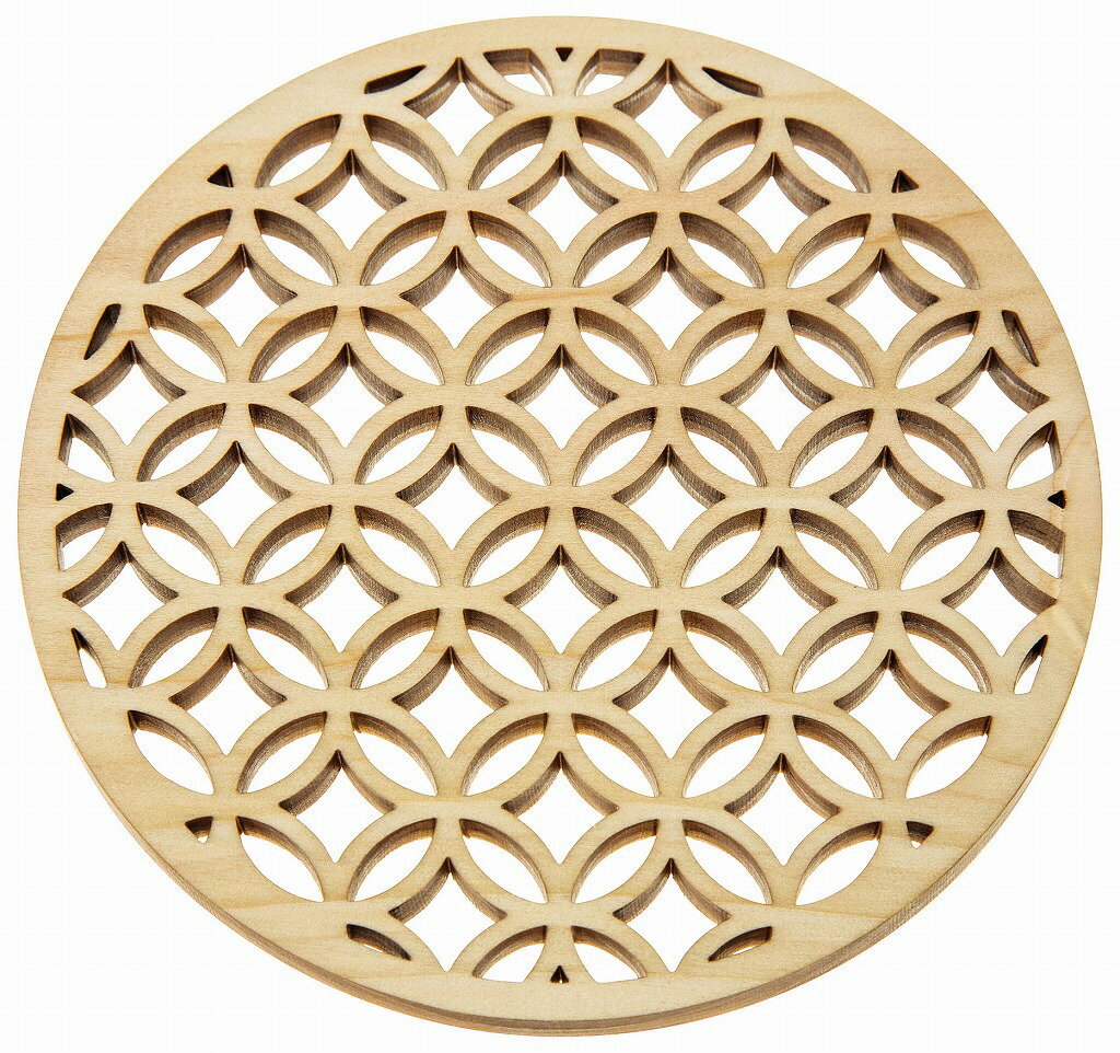 ひのき細密コースター（無塗装)　七宝 [約φ8.8×H0.5cm] | 日本茶 木製 かわいい オシャレ おしゃれ コ..