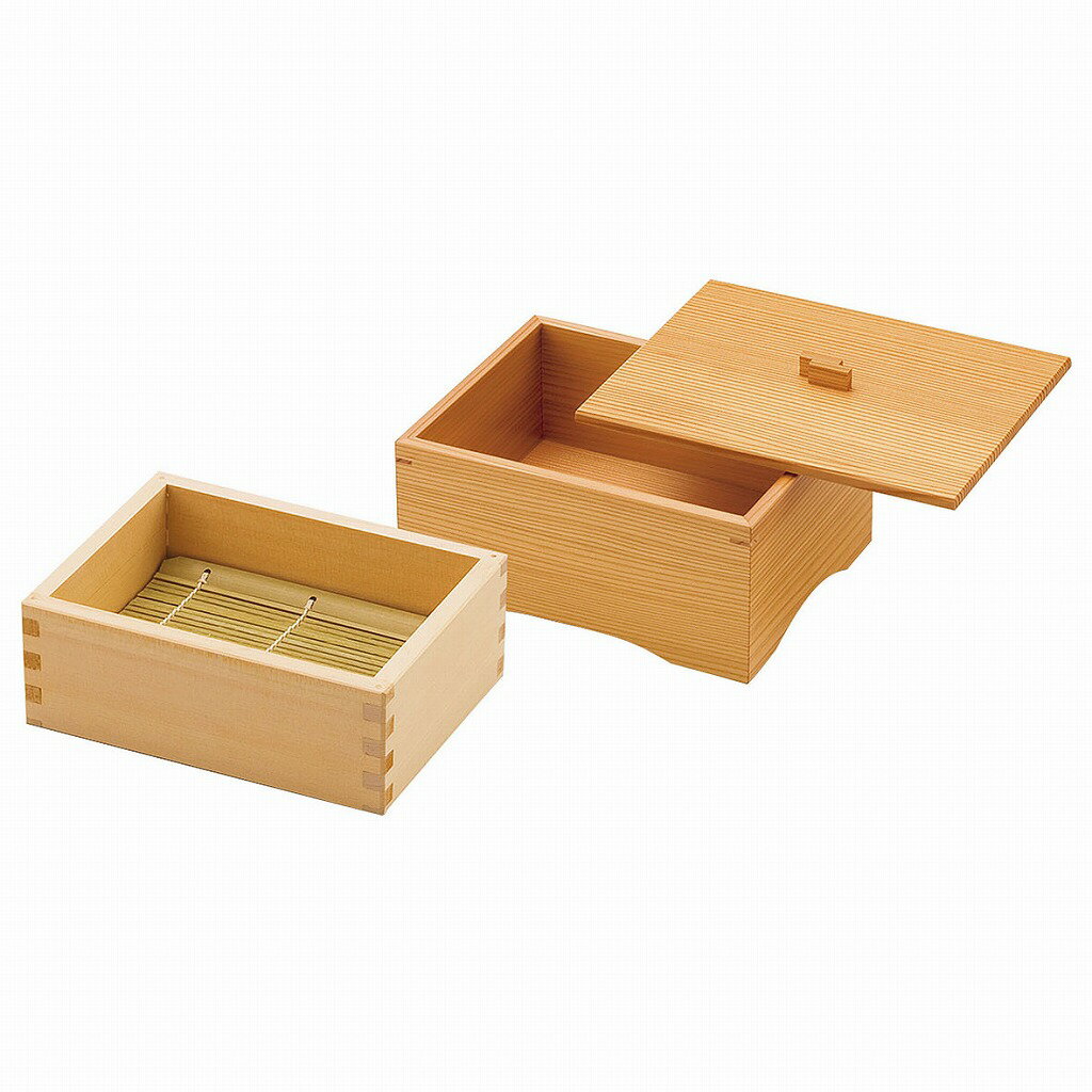 香箱・木曽杉　蒸しセイロセット [身・蓋のみ:外寸約19.2×15.2×H9.2cm 内寸約17×13×H6.5cm 中子(竹ス付):外寸約16.5×12.5×H5.8cm 竹ス:約14.5×10.5cm] | 蒸籠 蒸篭 セイロ 蒸す 野菜 中華 肉まん 豚まん 焼売 飲茶 茶碗蒸し せいろ・蒸し器