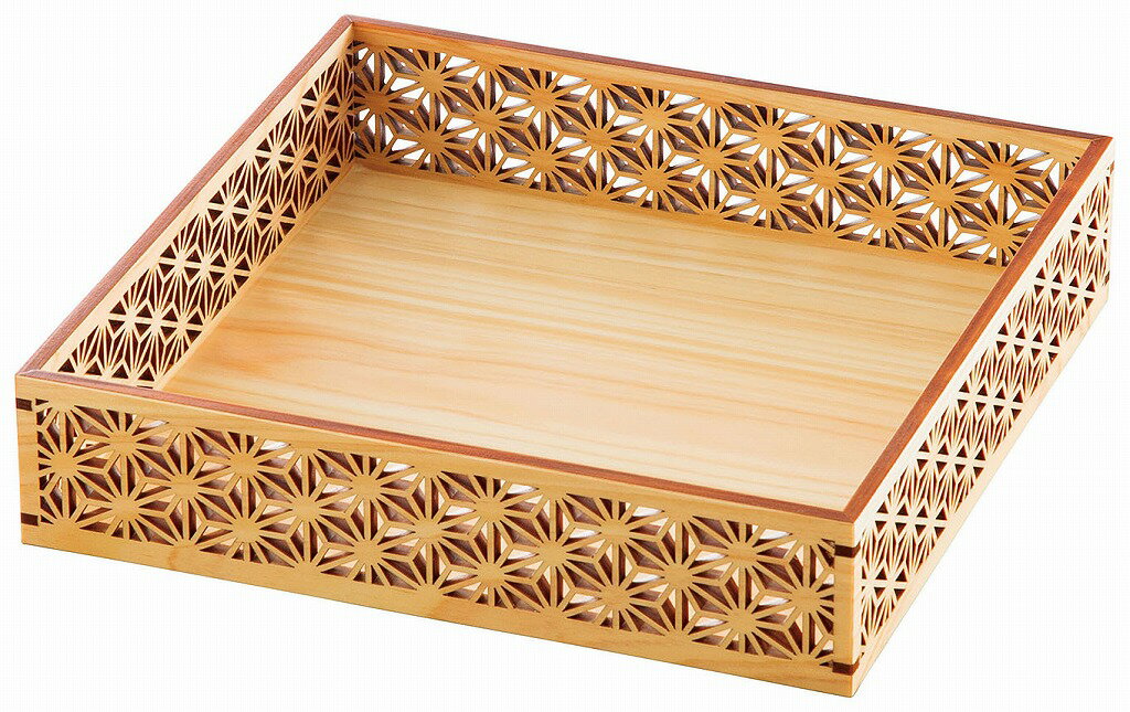 ひのき細密盛器 麻の葉 四ツ切 [約21×21×H4.7cm/内寸約20×20×H4cm (1桝内寸約9.7×9.7cm/仕切約H3.5cm)] | おしゃれ シンプル モダン 和食 懐石料理 定食 鉢 小鉢 小付 珍味 仕切り 松花堂・弁当