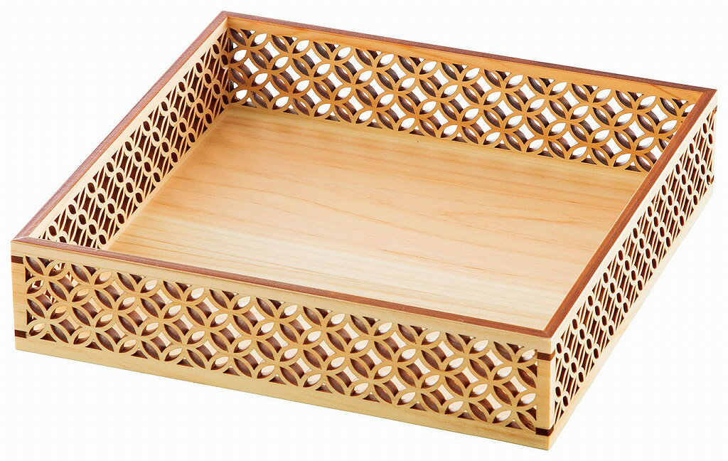 ひのき細密盛器 七宝 四ツ切 [約21×21×H4.7cm/内寸約20×20×H4cm (1桝内寸約9.7×9.7cm/仕切約H3.5cm)] | おしゃれ シンプル モダン 和食 懐石料理 定食 鉢 小鉢 小付 珍味 仕切り 松花堂・弁当