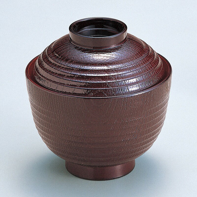 ［TA］3寸荒筋木目椀 溜内朱