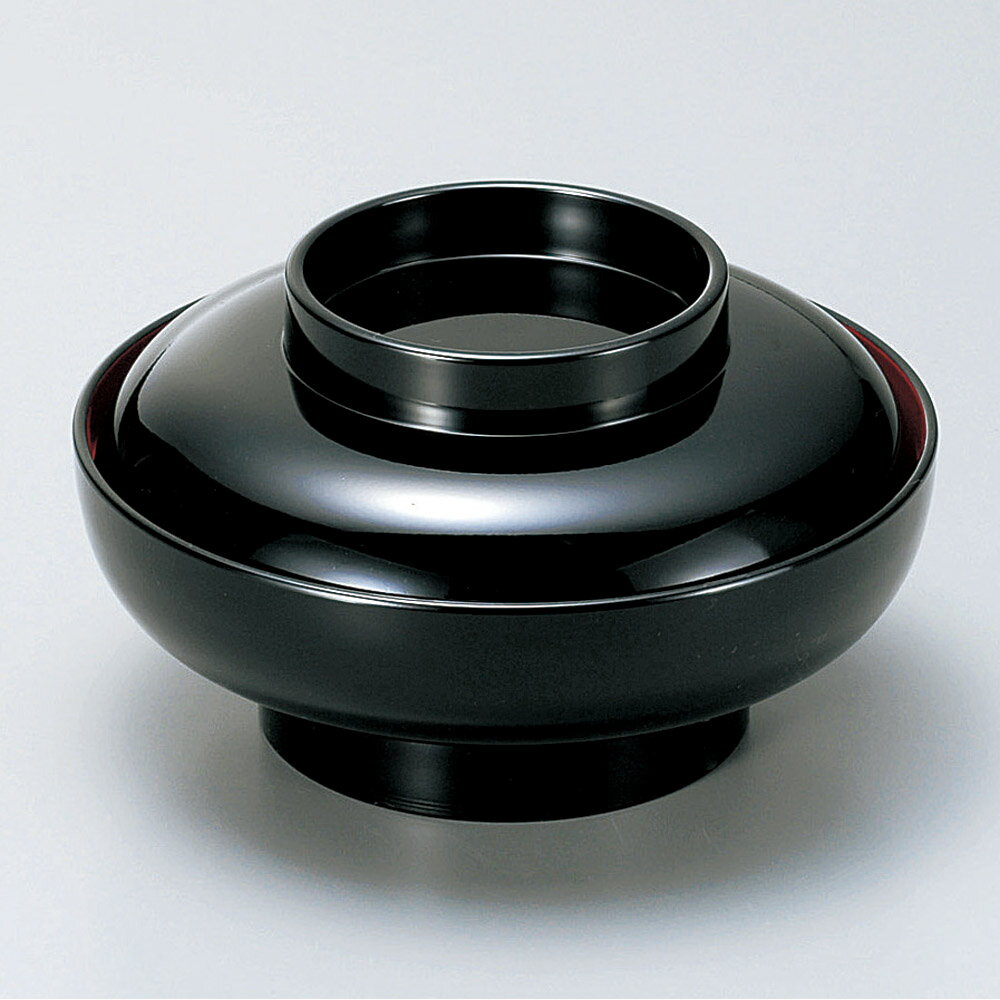 ［A］6寸大平煮物椀 黒内朱天黒