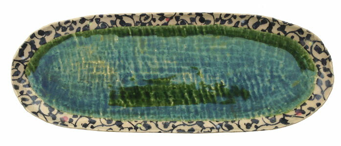 織部点紋唐草小判長皿5客揃