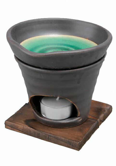 黒釉　茶香炉（緑）/手作り（日本