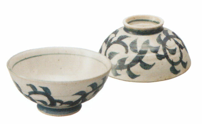China - 手描き唐草睦揃　ペア茶碗
