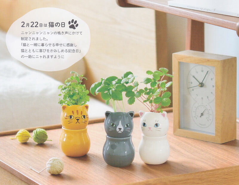 植木鉢と種がセットになったコロコロキャット ワイルドストロベリー