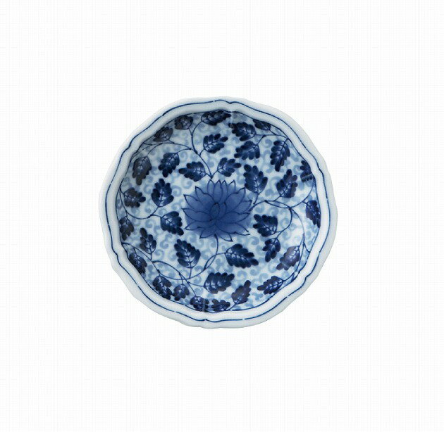 藍唐草　RI輪花40深皿