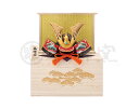 彩絵出世兜 若松金龍・桐箱台付き(陶器/五月人形)