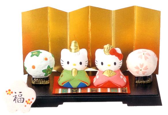 ミニ雛飾 セット ハローキティ HELLO KITTY キティ キティちゃん 立雛 出産祝い 陶器 桃の節句 雛祭 内祝 誕生日 お祝 お雛様 お雛さま おひな様 ひな祭り