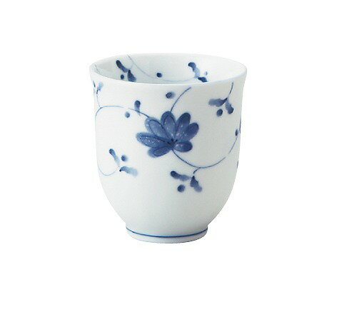 花唐草（ブルー）　ゆらぎ長湯呑み（おしゃれ湯飲み/湯のみ）