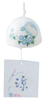 【夜光風鈴】朝顔とウサギ(陶器) 【0408MB_P3_eco03】