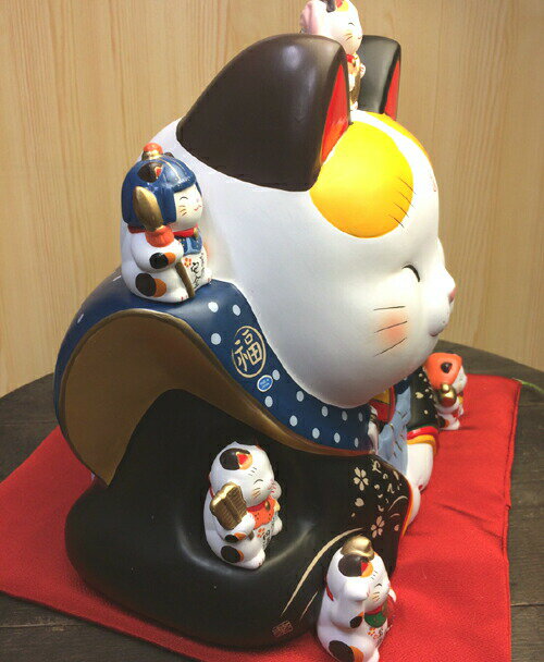 錦彩 七福神 福助 招き猫 16号 大きめ [2]