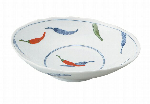 錦唐辛子 七〇楕円深皿