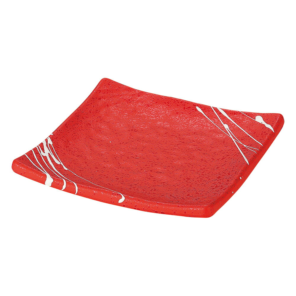 118正角皿 朱タタキ乱糸