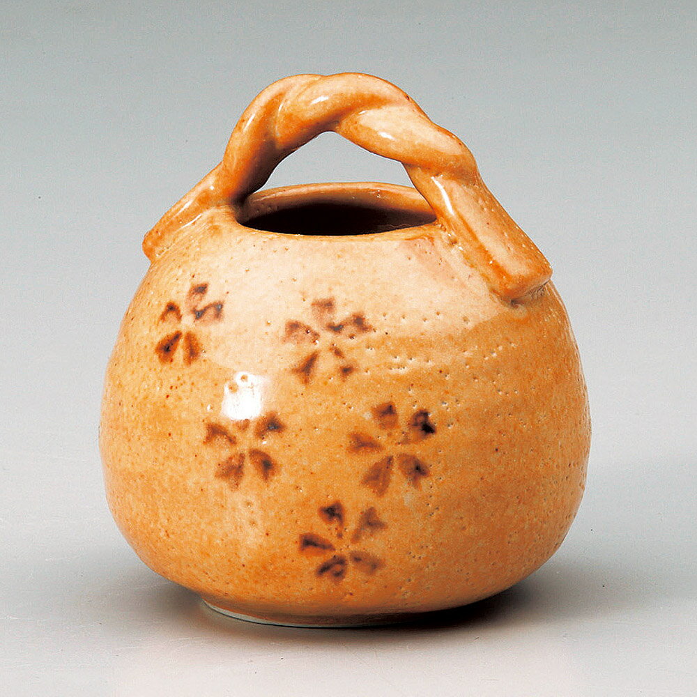 赤志野桜手付き花瓶