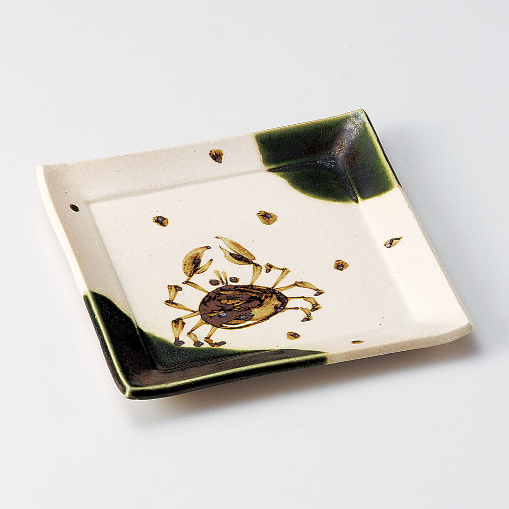 織部かに絵6.0正角皿(3.0)