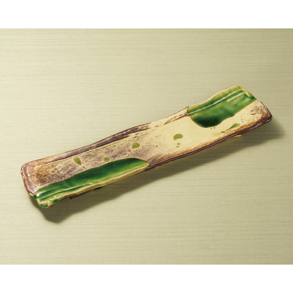 錆釉ヒワ流長角13.0寸皿