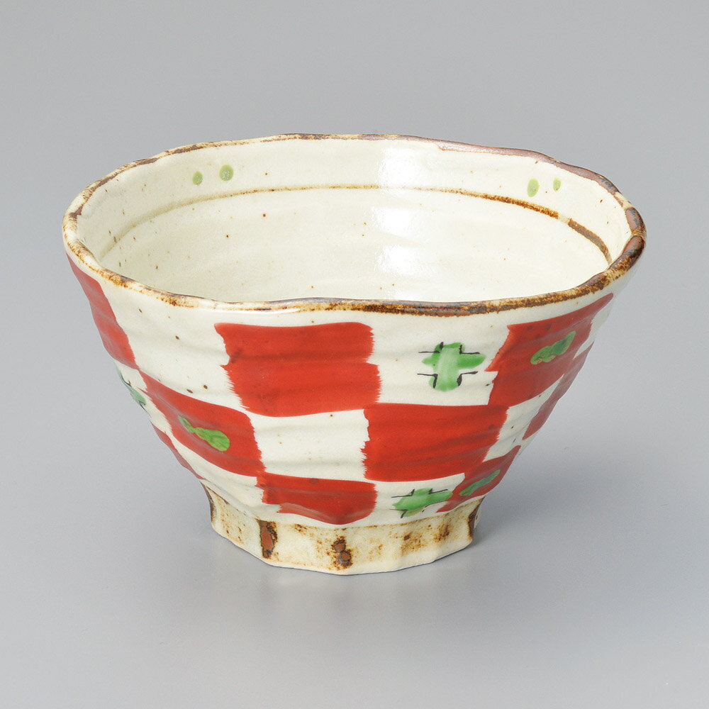 赤絵市松4.5三ッ押丼