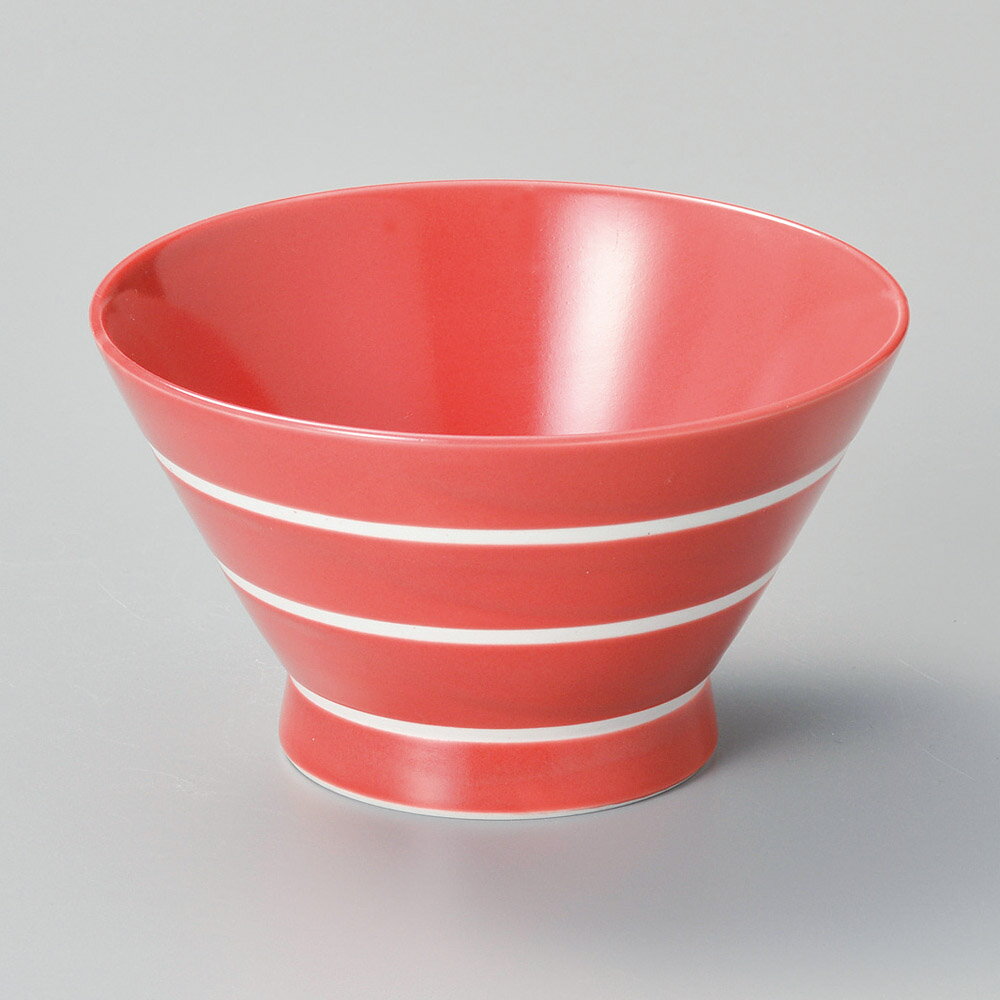 ボーダーくらわんか碗 赤（有田焼）