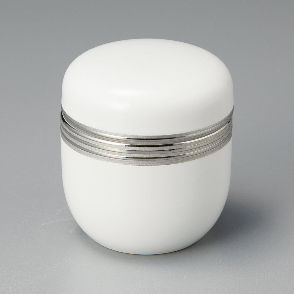 白磁線段銀巻夏目むし碗（有田焼）