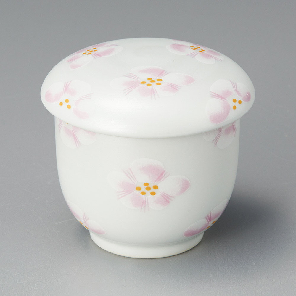 パール巻ピンク花立型むし碗（有田焼）