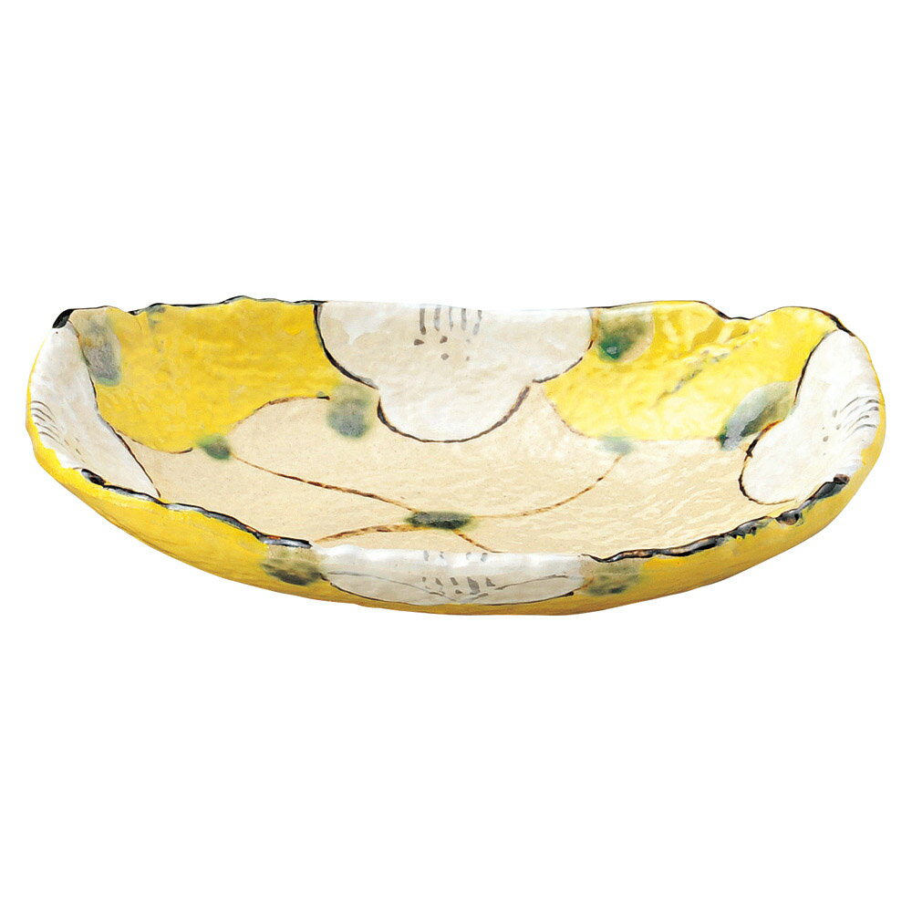 上絵山茶花 （黄）楕円深皿