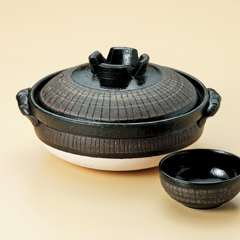 Earthen Pots - 黒十草6号深鍋（萬古焼）