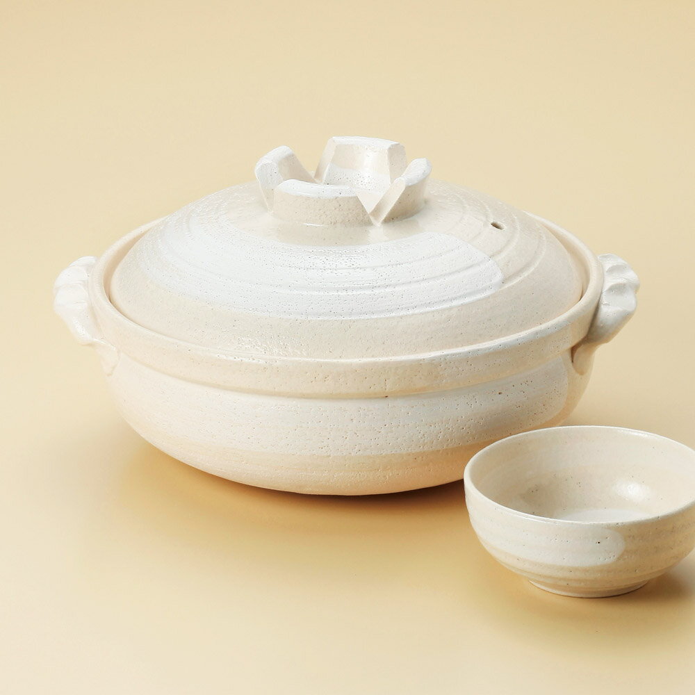 白刷毛目7号深鍋（萬古焼）