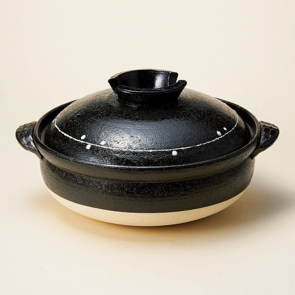 黒釉ライン9号深鍋（萬古焼）