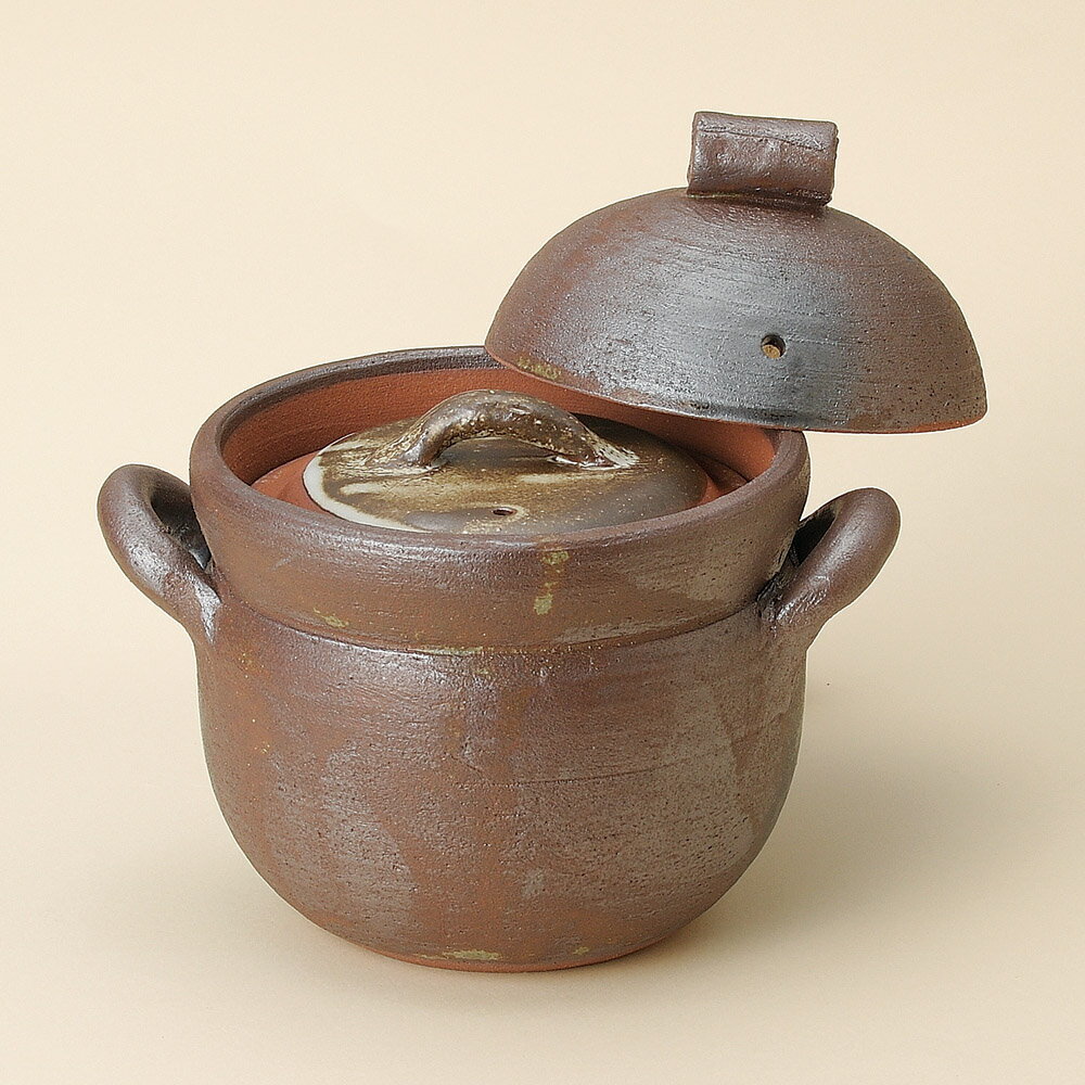 Earthen Pots - 南蛮黒吹ご飯鍋2合炊（中蓋付）（萬古焼）