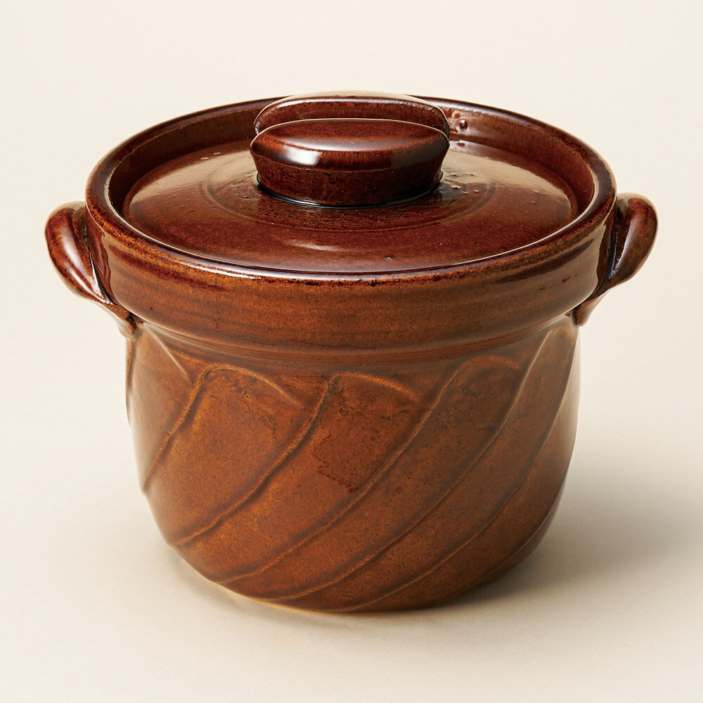 アメ釉捻りご飯鍋1合炊（萬古焼）