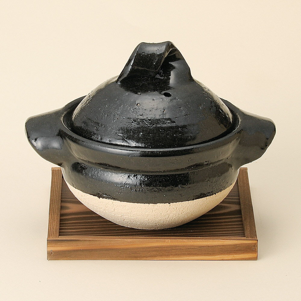 黒釉一人用御飯鍋（信楽焼）