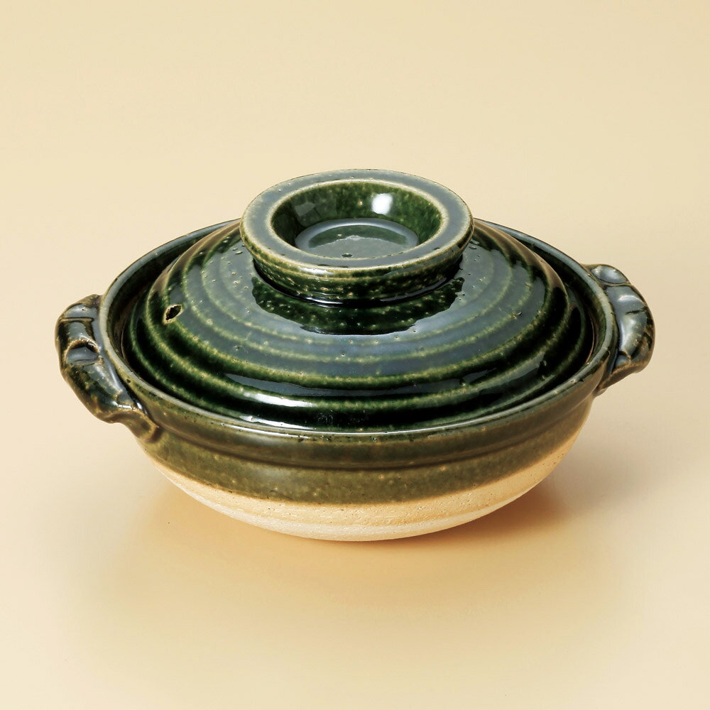 Earthen Pots - 織部5.5号鍋（萬古焼）