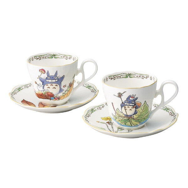 【トトロ/陶器/ティーカップ/コーヒーカップ】ノリタケ となりのトトロティー コーヒー碗皿 ペアセット(絵変り)