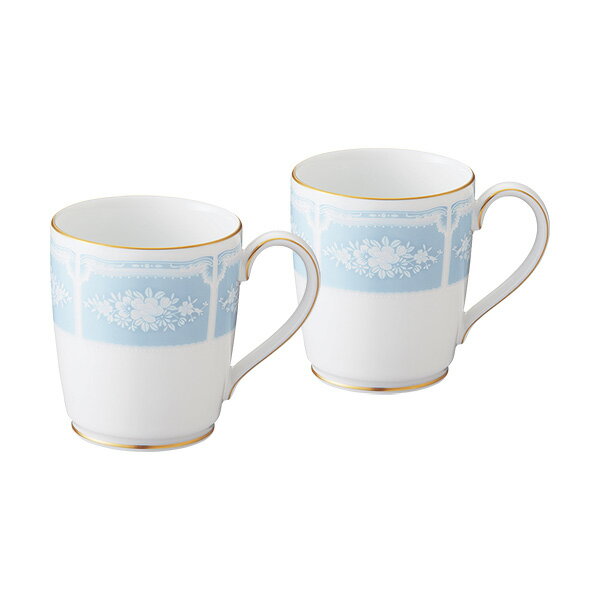 ノリタケ　レースウッドゴールド シリーズ　マグカップ ペア（ブルー） p9755a_1507