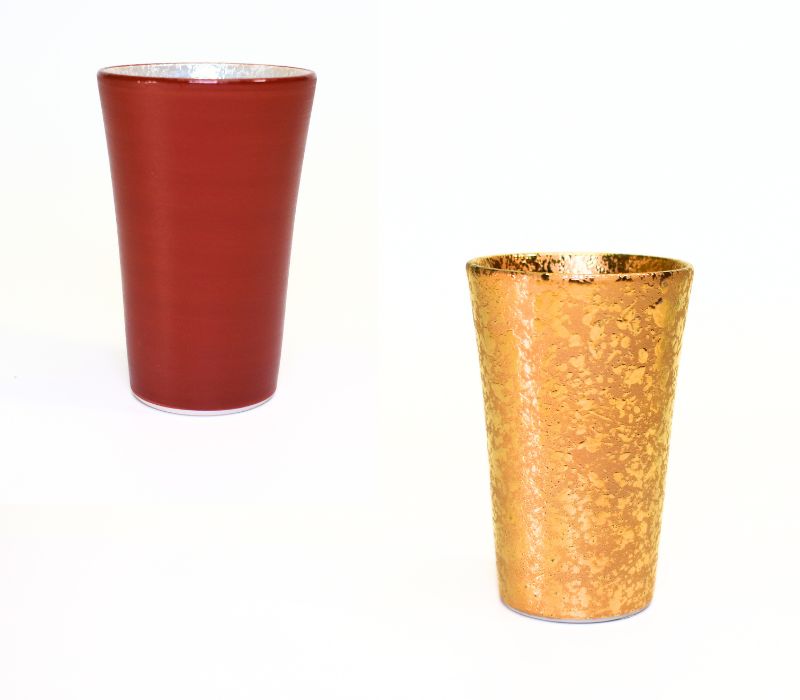Rakuten - 有田焼酒器 スリムぐい呑み　レッドパール/ゴールド【迎春 お正月 酒器】