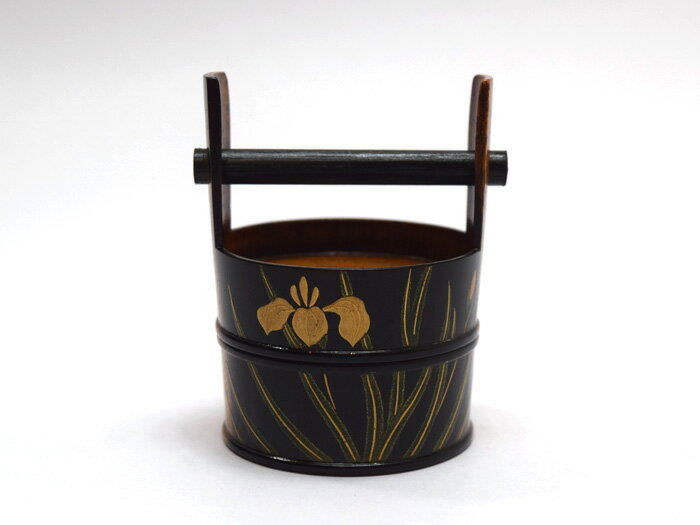 加賀蒔絵 中村孝也手桶香合 杜若(かきつばた)　木箱入【漆器/茶道具】