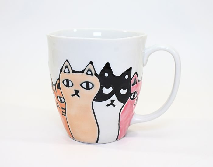 乐天商城 - 【波佐見焼/マグ】波佐見焼 大新窯　マグカップ ねこ会議　300ml