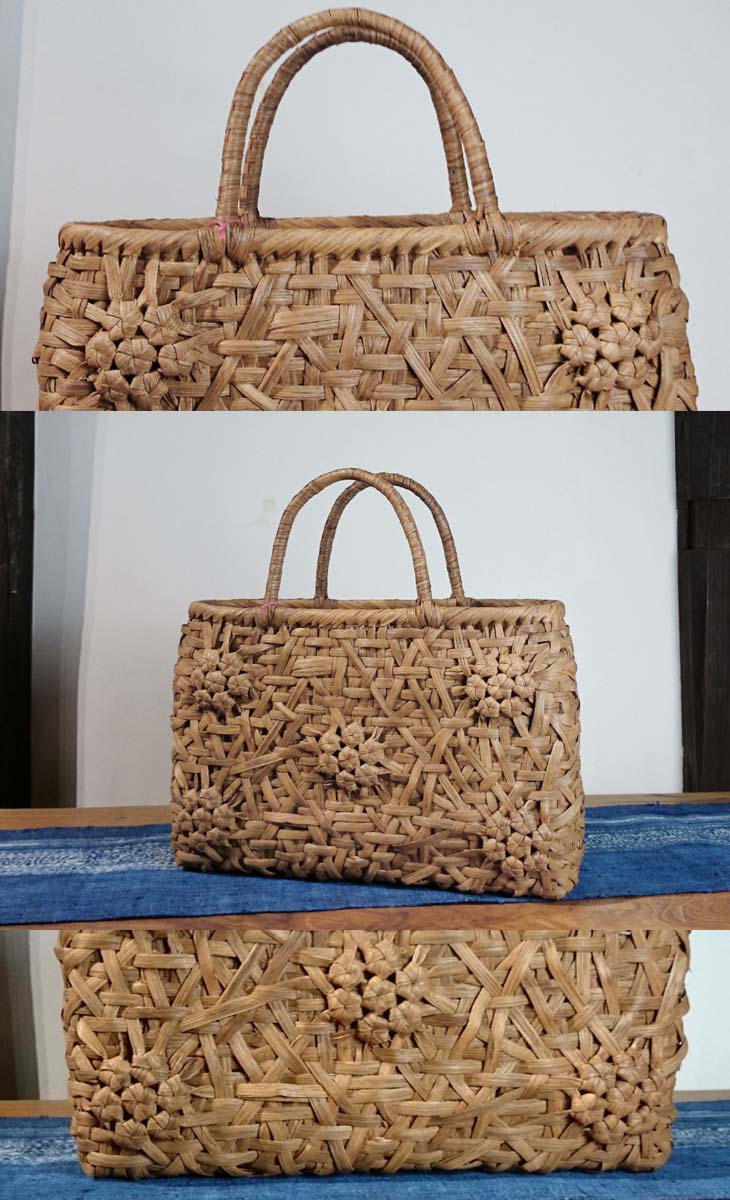 （　10%割引済　）「かごや」やまぶどうかご『みだれ編』五輪花模様（中）【幅32cm】・・・【かごや】..