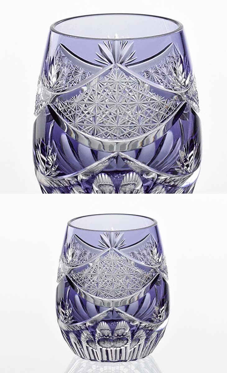 【クーポン！10%オフ】送料無料（T741-2836-CMP）カガミクリスタル「江戸切子 伝統工芸士 鍋谷淳一」 ロックグラス（木箱入）（250cc）●●●●●●各務クリスタル【江戸切子 ロックグラス】江戸切子 ロック グラス【ウィスキー グラス】ワイン グラス カガミのサムネイル