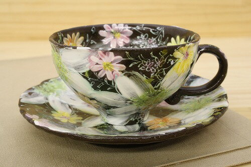 【工房　ゆずりは】【ギフト/贈答品】【送料無料】白絵花コーヒー碗皿